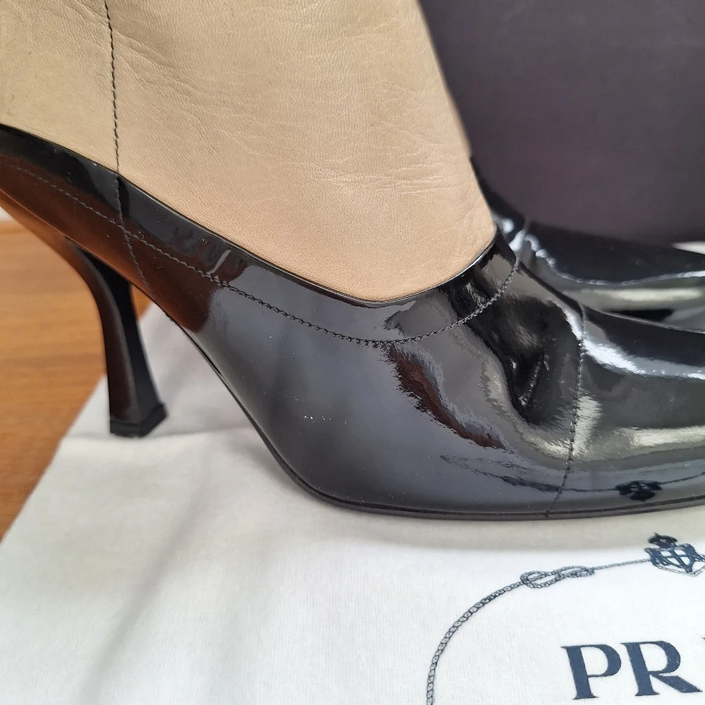 Vintage Prada Calfskin Leather Boots Two Tone Victorian Edwardian NEW Womens 6 - Picture 15 of 16